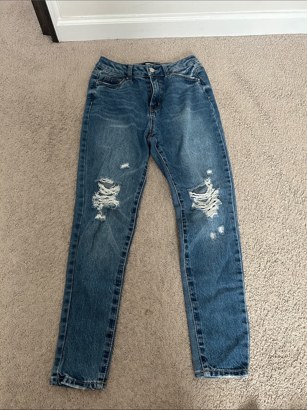 Blue ripped jeans